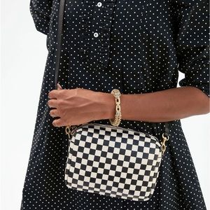 Clare V. Midi Sac Black/Cream Checker Crossbody